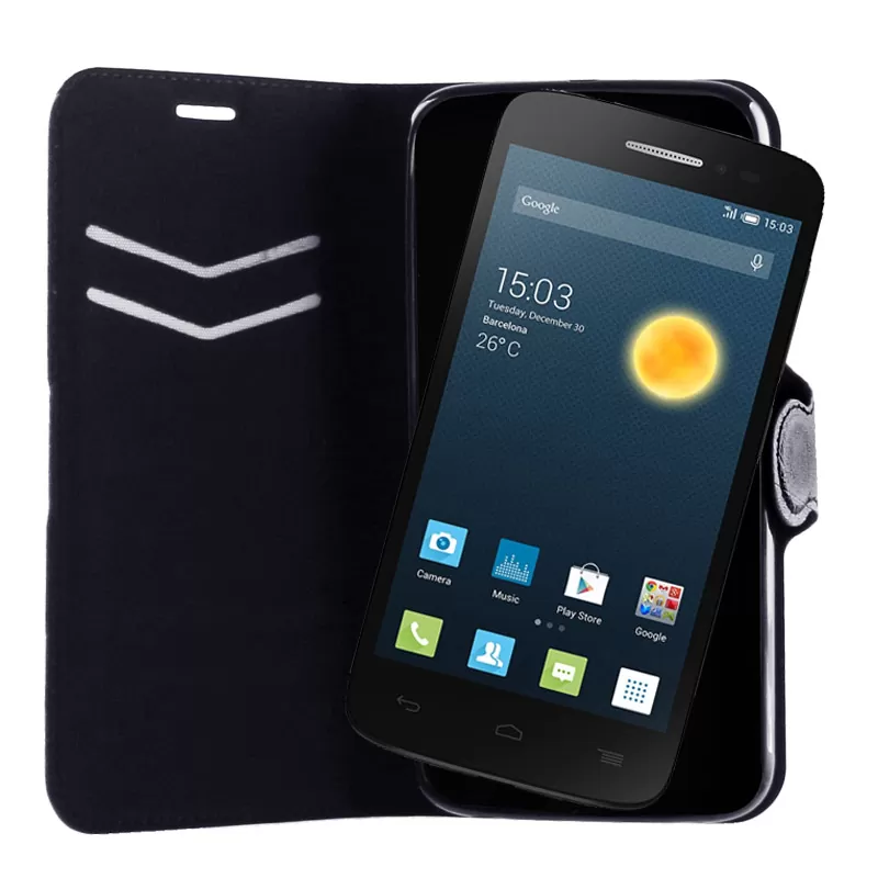 VOLTE-TEL LEATHER-TPU BOOK STAND ΘΗΚΗ ALCATEL ONE TOUCH POP 2 5042 LINE BLACK - Image 2