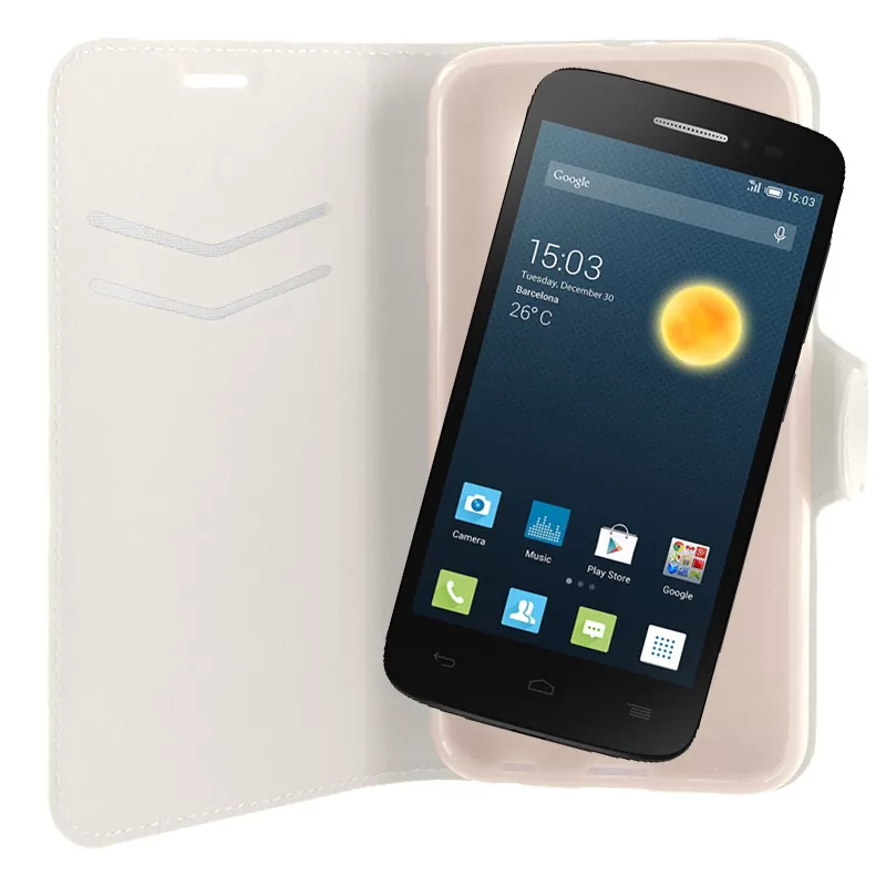 VOLTE-TEL LEATHER-TPU BOOK STAND ΘΗΚΗ ALCATEL ONE TOUCH POP 2 5042 LINE WHITE - Image 2