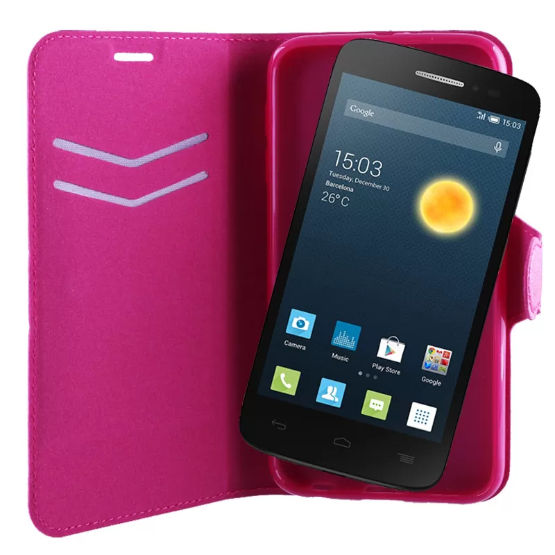 VOLTE-TEL LEATHER-TPU BOOK STAND ΘΗΚΗ ALCATEL ONE TOUCH POP 2 5042 LINE PINK - Image 2
