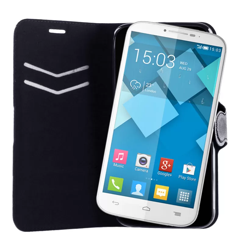 VOLTE-TEL LEATHER-TPU BOOK STAND ΘΗΚΗ ALCATEL ONE TOUCH POP C9 7047 LINE BLACK - Image 2