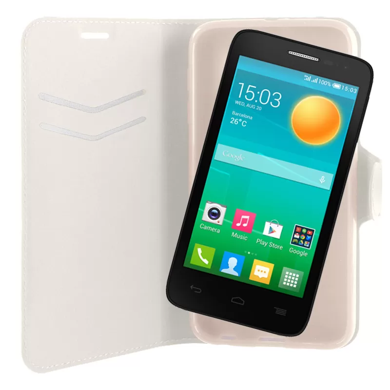 VOLTE-TEL LEATHER-TPU BOOK STAND ΘΗΚΗ ALCATEL ONE TOUCH POP D5 5038 LINE WHITE - Image 2