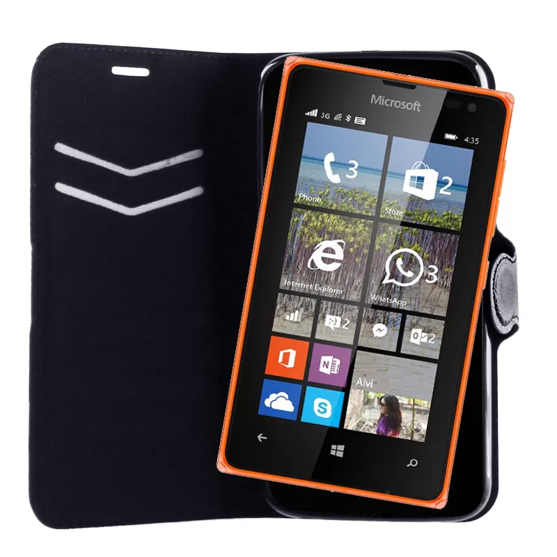 VOLTE-TEL LEATHER-TPU BOOK STAND ΘΗΚΗ MICROSOFT LUMIA 435 LINE BLACK - Image 2