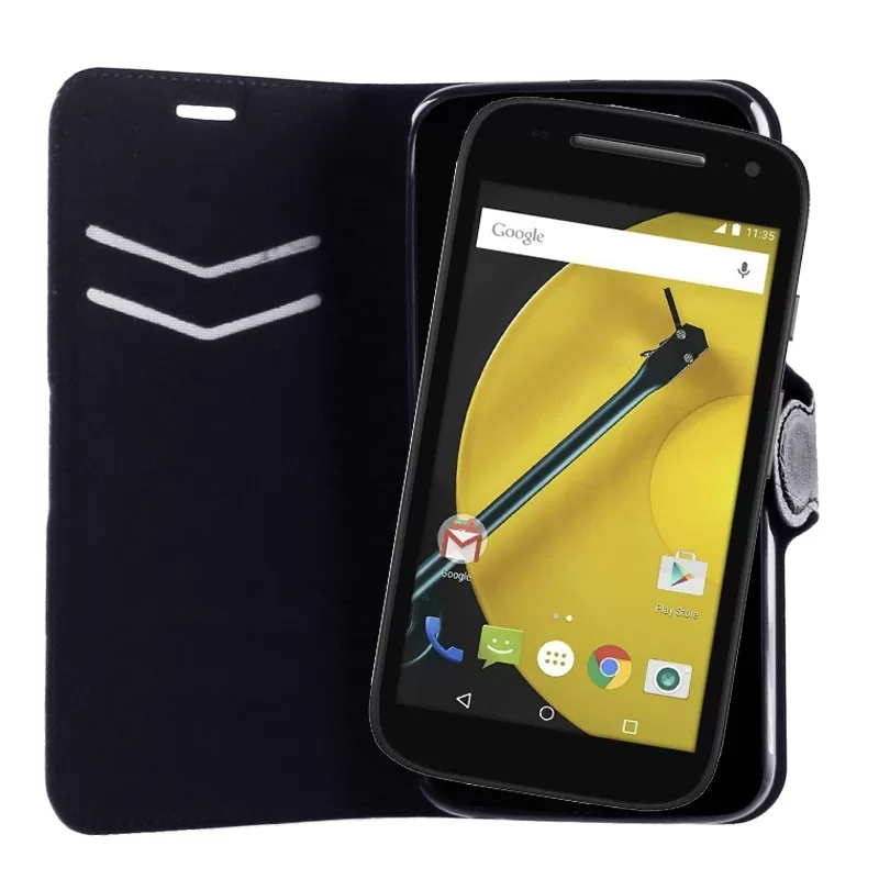 VOLTE-TEL LEATHER-TPU BOOK STAND ΘΗΚΗ MOTOROLA E2 XT1505 LINE BLACK - Image 2
