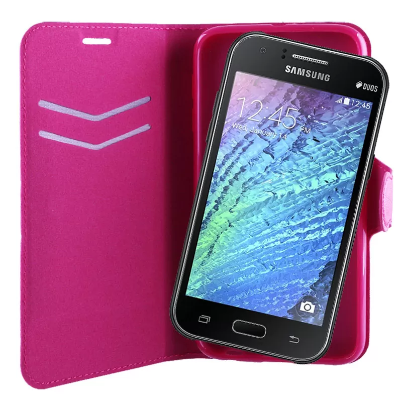 VOLTE-TEL LEATHER-TPU BOOK STAND ΘΗΚΗ SAMSUNG J1 J100 LINE PINK - Image 2