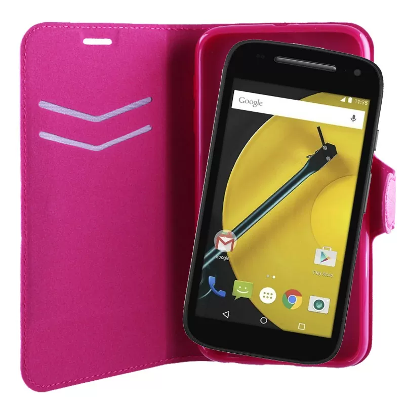 VOLTE-TEL LEATHER-TPU BOOK STAND ΘΗΚΗ MOTOROLA E2 XT1505 LINE PINK - Image 2