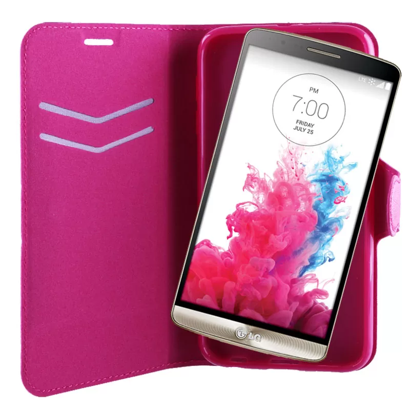 VOLTE-TEL LEATHER-TPU BOOK STAND ΘΗΚΗ LG G3 D855 LINE PINK - Image 2