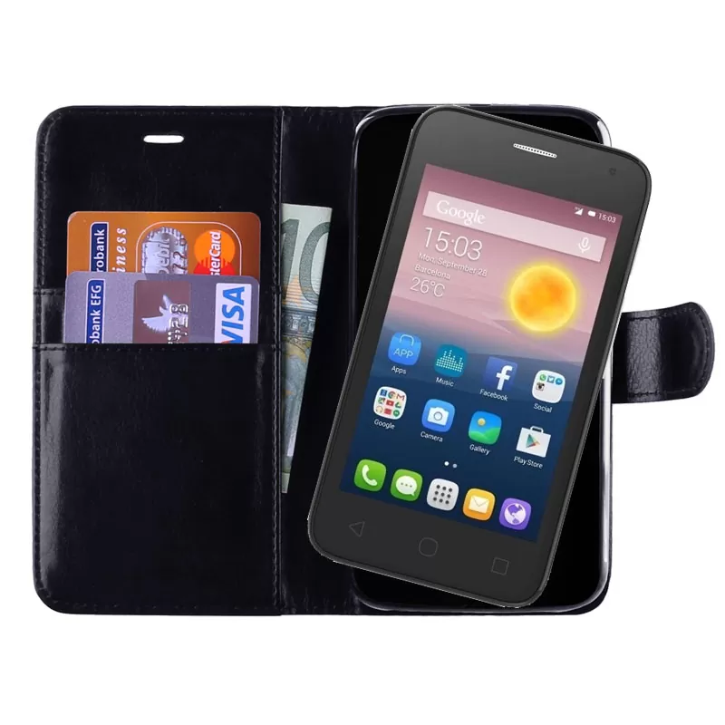 VOLTE-TEL LEATHER-TPU BOOK STAND ΘΗΚΗ ALCATEL PIXI FIRST 4024D BLACK - Image 2