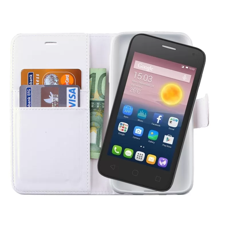 VOLTE-TEL LEATHER-TPU BOOK STAND ΘΗΚΗ ALCATEL PIXI FIRST 4024D WHITE - Image 2