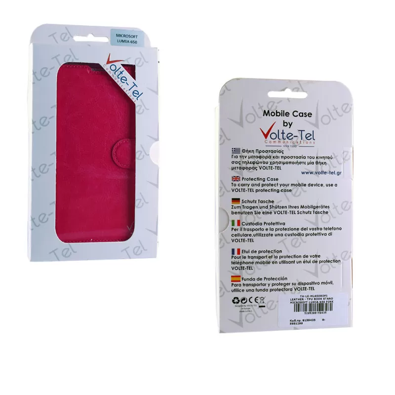 VOLTE-TEL LEATHER-TPU BOOK STAND ΘΗΚΗ MICROSOFT LUMIA 650 5.0in PINK - Image 6