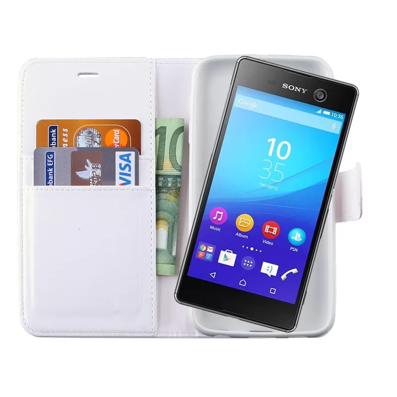 VOLTE-TEL LEATHER-TPU BOOK STAND ΘΗΚΗ SONY XPERIA M5 E5603 5.0in WHITE - Image 2