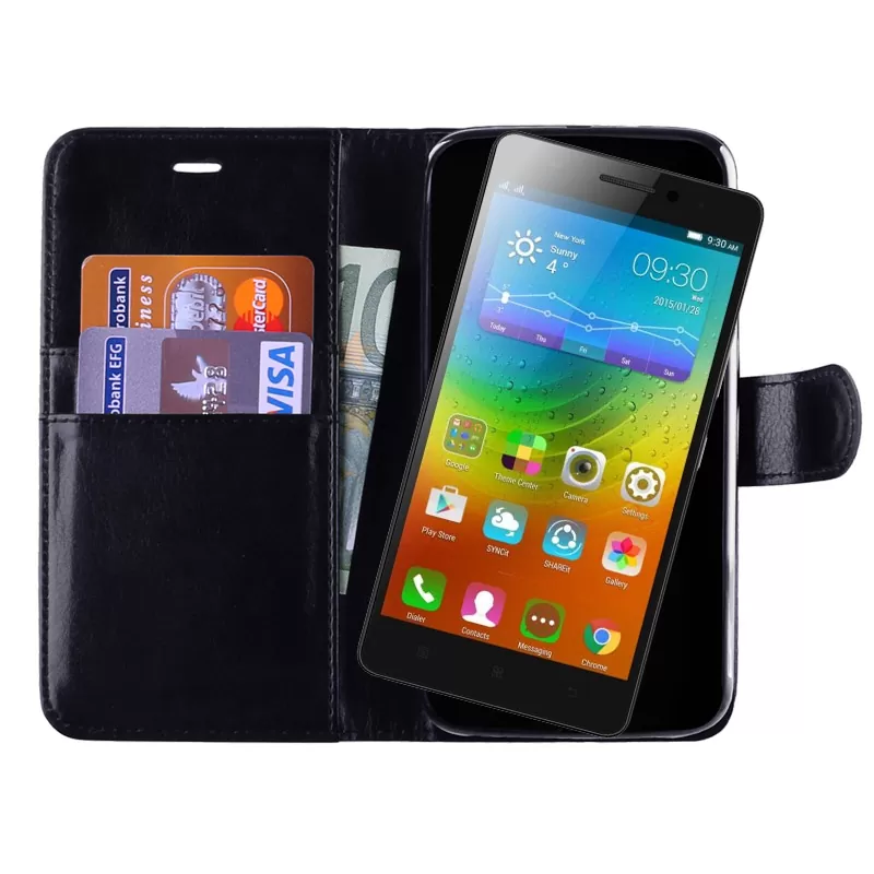 VOLTE-TEL LEATHER-TPU BOOK STAND ΘΗΚΗ LENOVO A7000 5.5in BLACK - Image 2
