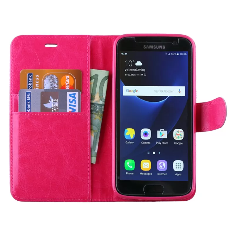 VOLTE-TEL LEATHER-TPU BOOK STAND ΘΗΚΗ SAMSUNG S7 G930 5.1inPINK - Image 3
