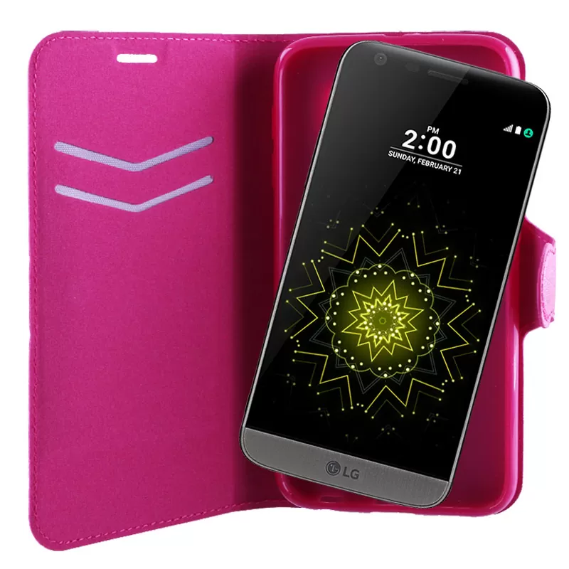 VOLTE-TEL LEATHER-TPU BOOK STAND ΘΗΚΗ LG G5 H850 LINE PINK - Image 2