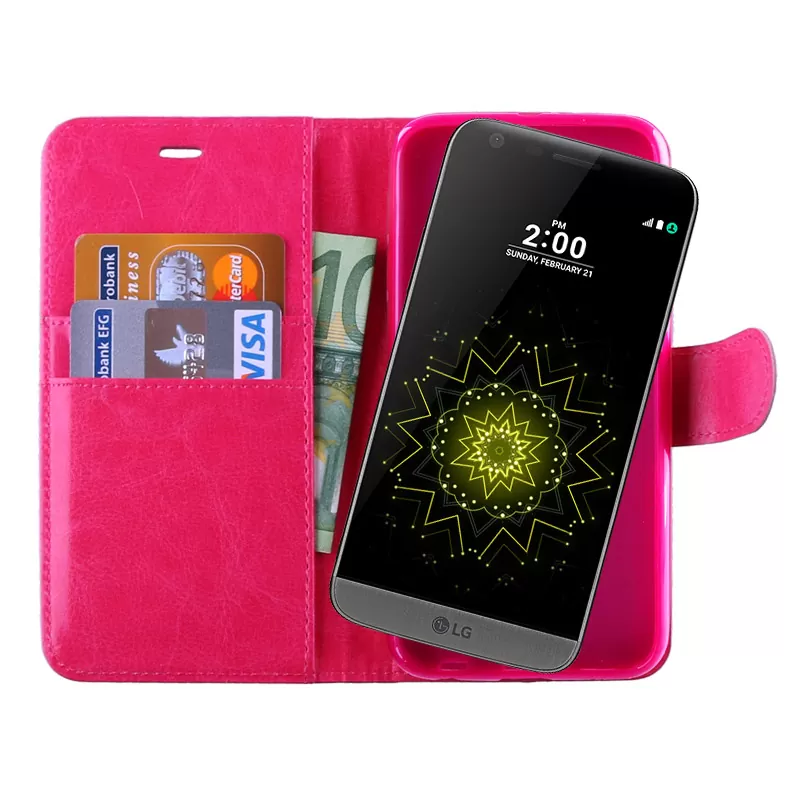 VOLTE-TEL LEATHER-TPU BOOK STAND ΘΗΚΗ LG G5 H850 PINK - Image 2