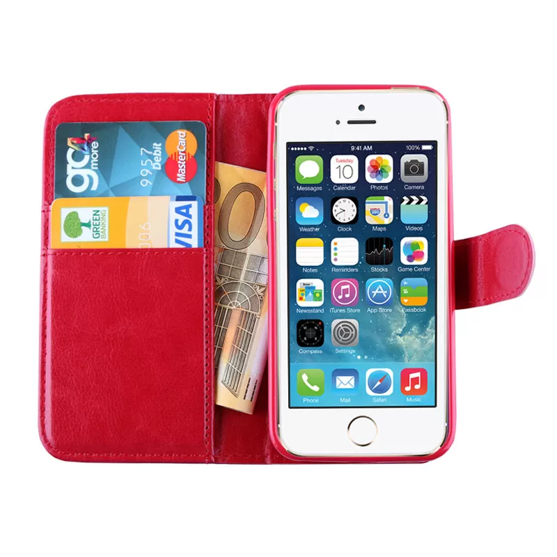 VOLTE-TEL LEATHER-TPU BOOK STAND ΘΗΚΗ IPHONE SE/5/5S 4.0in RED - Image 2