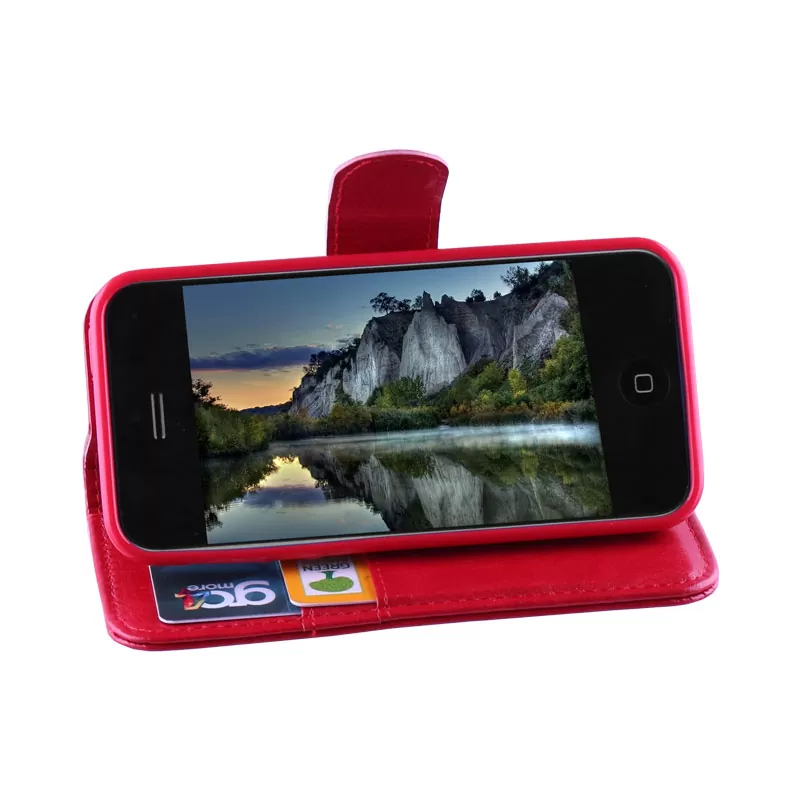 VOLTE-TEL LEATHER-TPU BOOK STAND ΘΗΚΗ IPHONE SE/5/5S 4.0in RED - Image 3