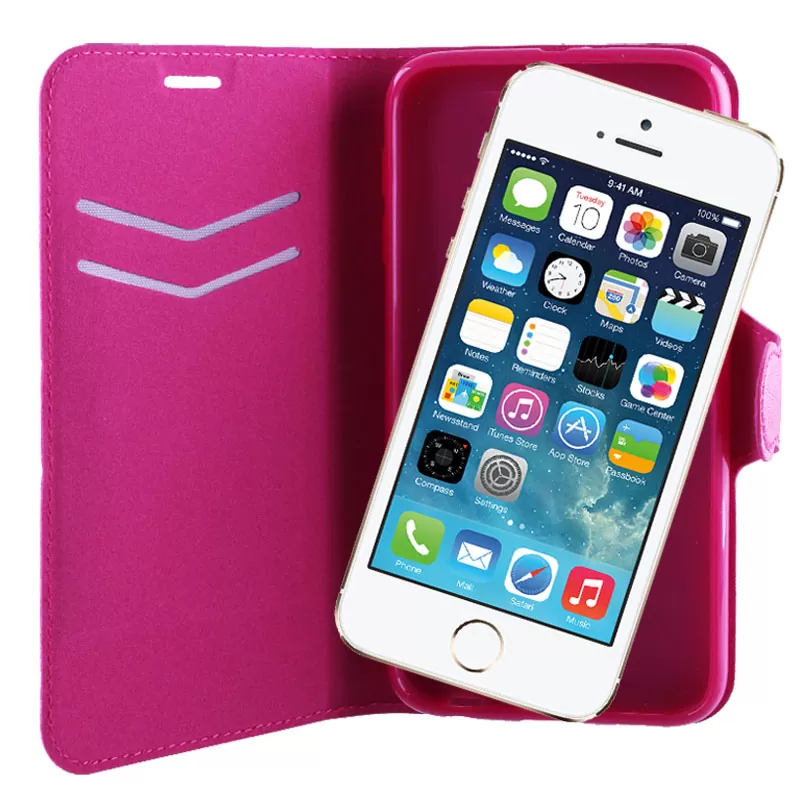 VOLTE-TEL LEATHER-TPU BOOK STAND ΘΗΚΗ IPHONE SE/5/5S 4.0in LINE PINK - Image 2