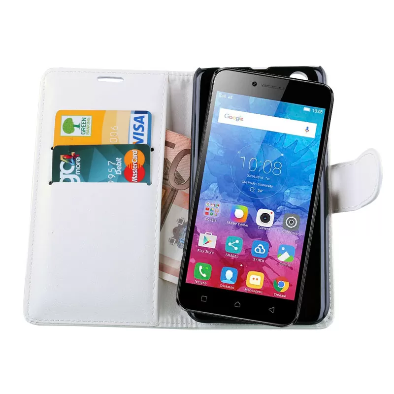 VOLTE-TEL LEATHER PU BOOK-STAND ΘΗΚΗ LENOVO VIBE K5 WHITE - Image 2