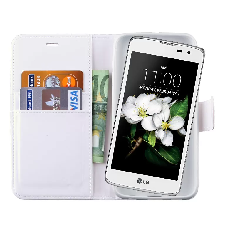 VOLTE-TEL LEATHER-TPU BOOK STAND ΘΗΚΗ LG K7 X210 5.0in WHITE - Image 2