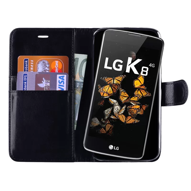 VOLTE-TEL LEATHER-TPU BOOK STAND ΘΗΚΗ LG K8 K350N 5.0in BLACK - Image 2