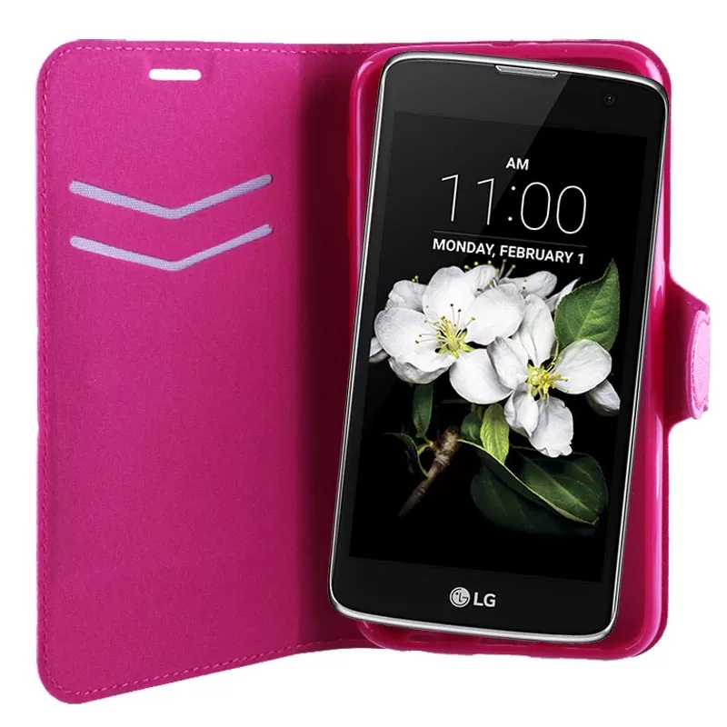VOLTE-TEL LEATHER-TPU BOOK STAND ΘΗΚΗ LG K7 X210 5.0in LINE PINK - Image 2