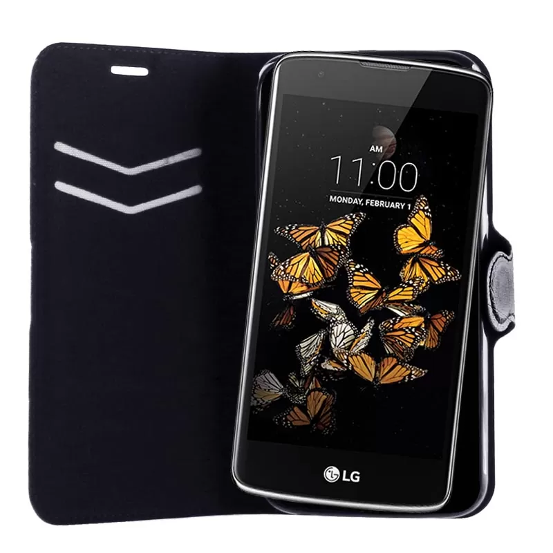 VOLTE-TEL LEATHER-TPU BOOK STAND ΘΗΚΗ LG K8 K350N 5.0in LINE BLACK - Image 2