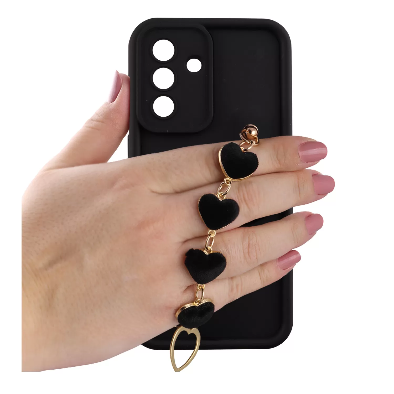 VOLTE-TEL SILICON TPU WITH STRAP ΘΗΚΗ SAMSUNG A37 5G A376 6.7in  FULL CAMERA PROTECTION BLACK WITH BLACK HEARTS - Image 2
