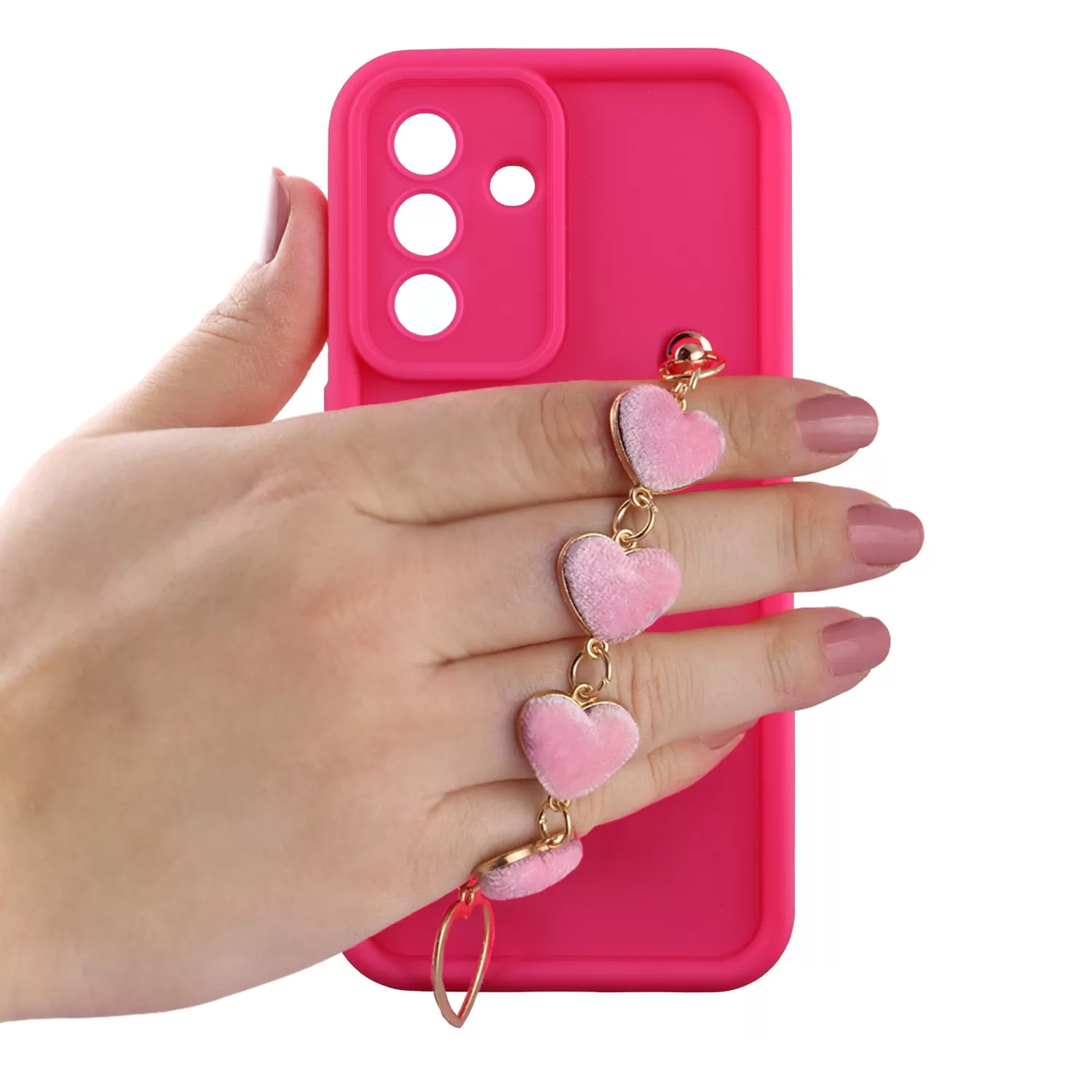 VOLTE-TEL SILICON TPU WITH STRAP ΘΗΚΗ SAMSUNG A37 5G A376 6.7in  FULL CAMERA PROTECTION PINK WITH PINK HEARTS - Image 2