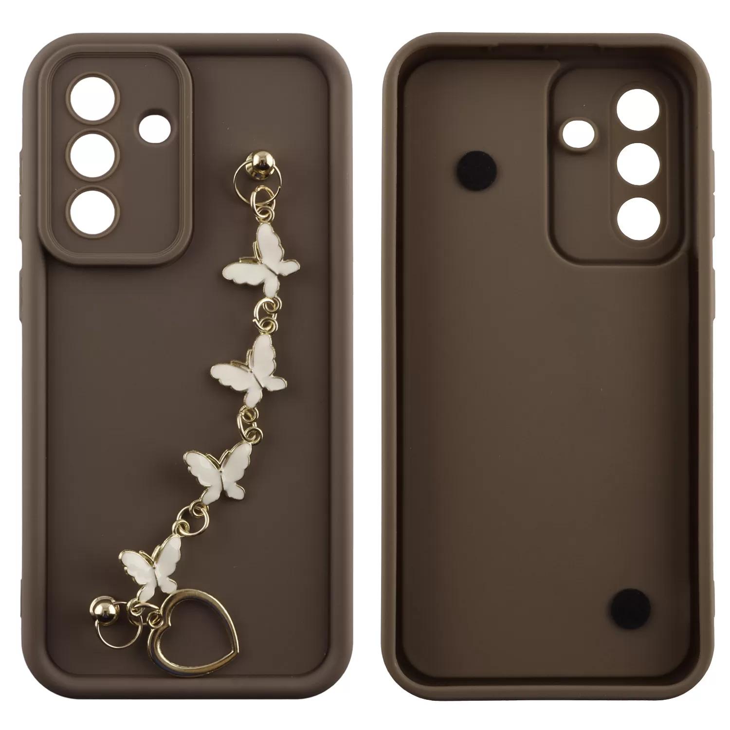 VOLTE-TEL SILICON TPU WITH STRAP ΘΗΚΗ SAMSUNG A37 5G A376 6.7in  FULL CAMERA PROTECTION BROWN WITH WHITE BUTTERFLIES - Image 4