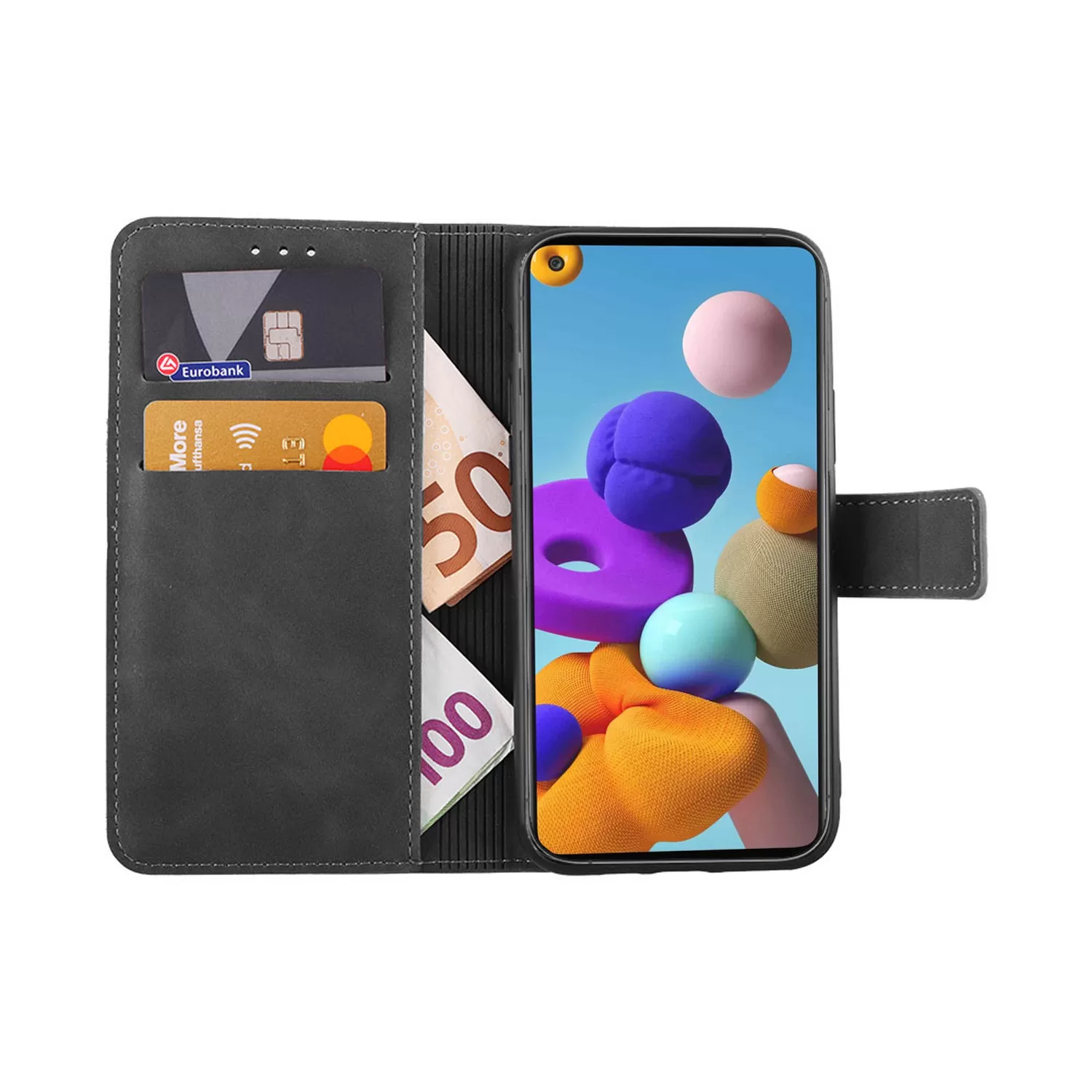 LIME ESSENTIAL ΘΗΚΗ SAMSUNG A21s A217 6.5in  MAGNET BOOK STAND CLIP GREY - Image 2