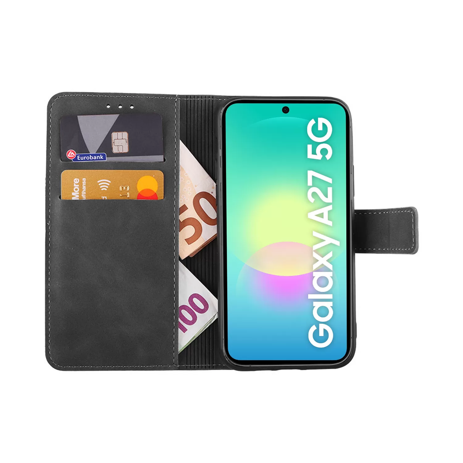 LIME ESSENTIAL ΘΗΚΗ SAMSUNG A27 5G A276 6.7in  MAGNET BOOK STAND CLIP GREY - Image 2