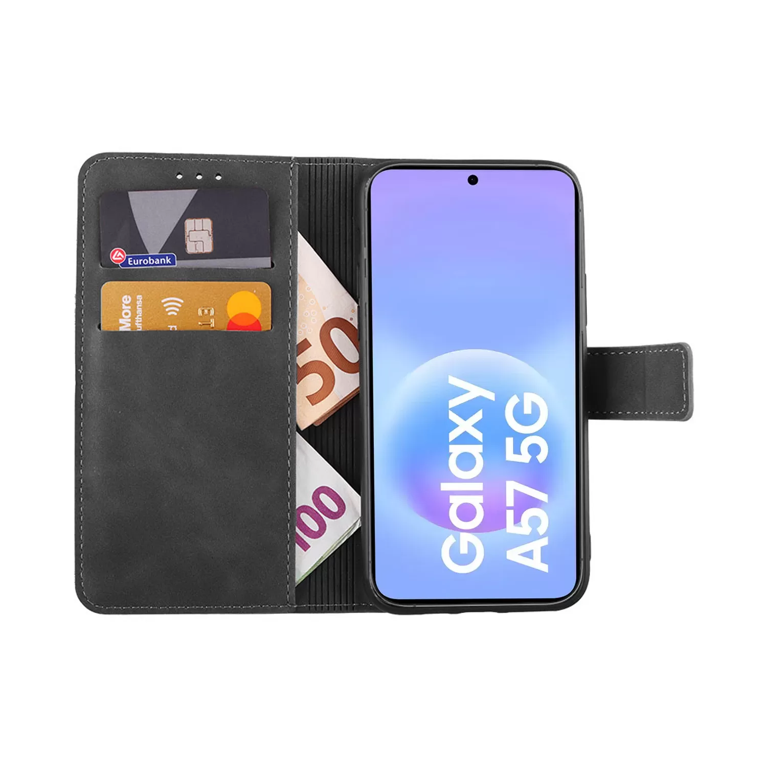LIME ESSENTIAL ΘΗΚΗ SAMSUNG A57 5G A576 6.7in MAGNET BOOK STAND CLIP GREY - Image 2