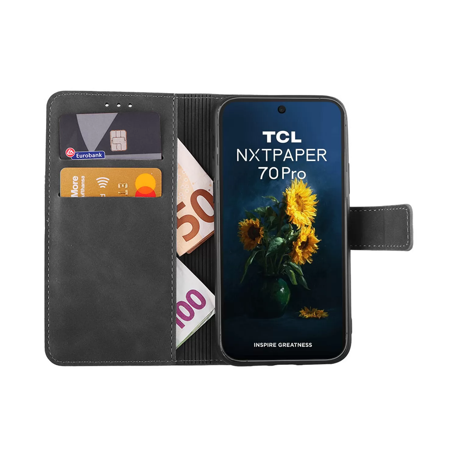 LIME ESSENTIAL ΘΗΚΗ TCL NXTPAPER 70 PRO 5G 6.9in MAGNET BOOK STAND CLIP GREY - Image 2