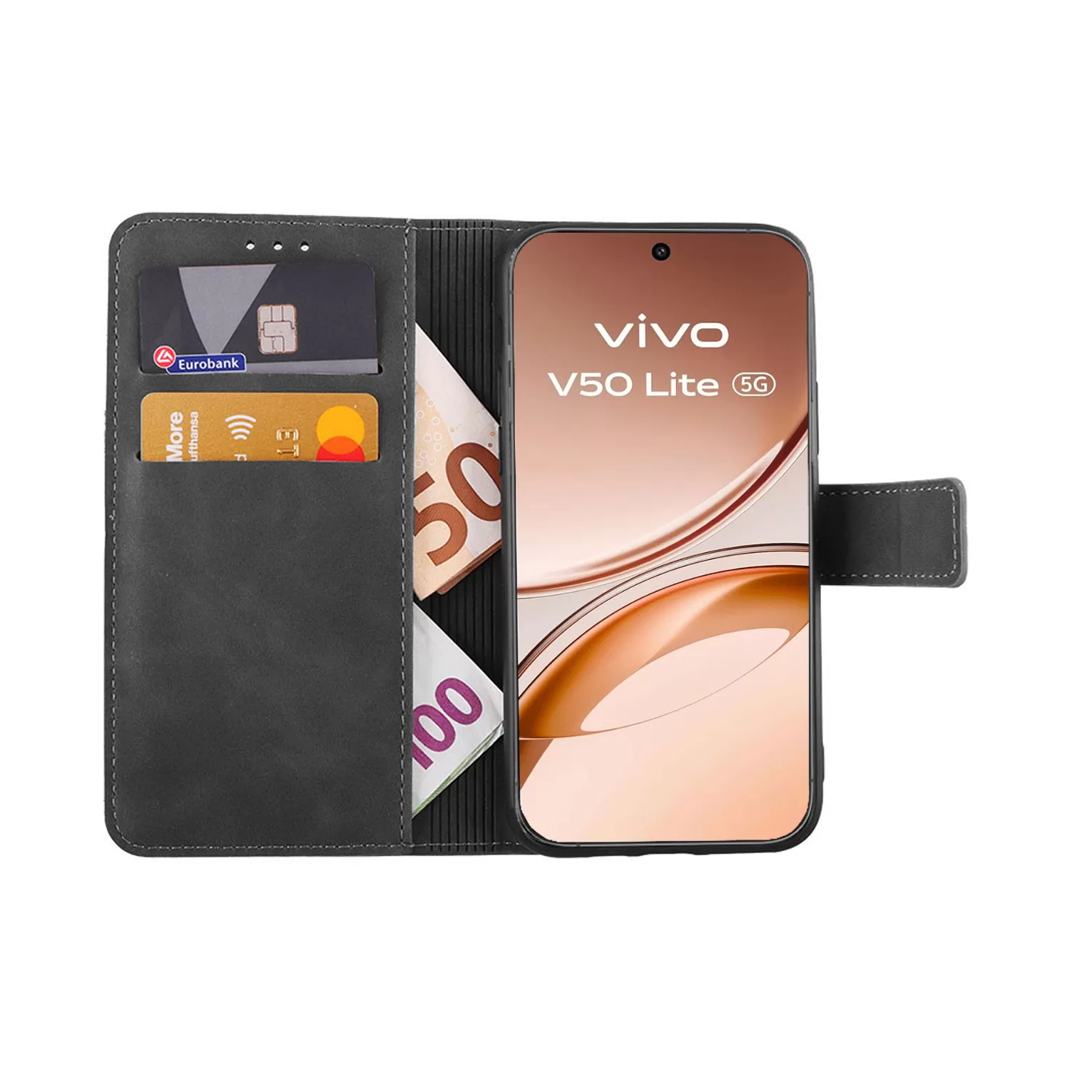 LIME ESSENTIAL ΘΗΚΗ VIVO V50 LITE 5G 6.77in MAGNET BOOK STAND CLIP GREY - Image 2