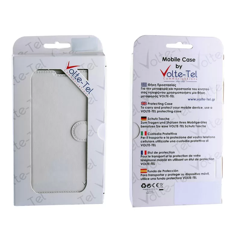 VOLTE-TEL LEATHER-TPU BOOK STAND ΘΗΚΗ ALCATEL PIXI FIRST 4024D WHITE - Image 3