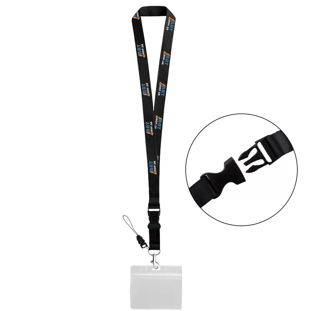 MATSHOP ΣΥΝΕΔΡΙΑΚΟ ΚΟΡΔΟΝΙ ΛΑΙΜΟΥ ΥΦΑΣΜΑΤΙΝΟ 50cm ME ΓΑΝΤΣΟ ΓΙΑ ΚΑΡΤΑ/ΚΛΕΙΔΙΑ ΚΑΙ ΔΙΑΦΑΝΗ PVC ΘΗΚΗ ΚΑΡΤΑΣ BLACK UNIVERSAL