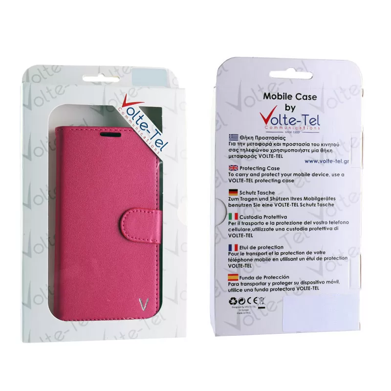 VOLTE-TEL LEATHER PU BOOK-STAND ΘΗΚΗ MEIZU MX5 5.5in PINK - Image 3