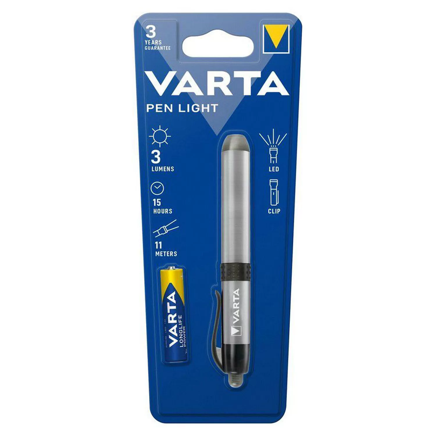 VARTA ΦΑΚΟΣ ΧΕΙΡΟΣ ΜΠΑΤΑΡΙΑΣ LED ΣΤΥΛΟ ΦΑΚΟΣ 3 LUMENS ΑΦΘΑΡΤΟΣ ΑΛΟΥΜΙΝΙΟΥ 16611 ΑΣΗΜΙ