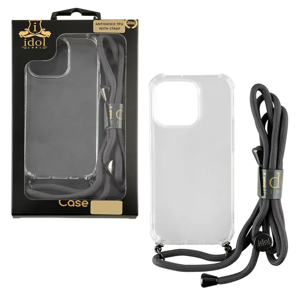 IDOL 1991 ANTISHOCK AIR TPU ΘΗΚΗ IPHONE 15 PRO 6.1in WITH STRAP CAMERA GUARD ΔΙΑΦΑΝΗ