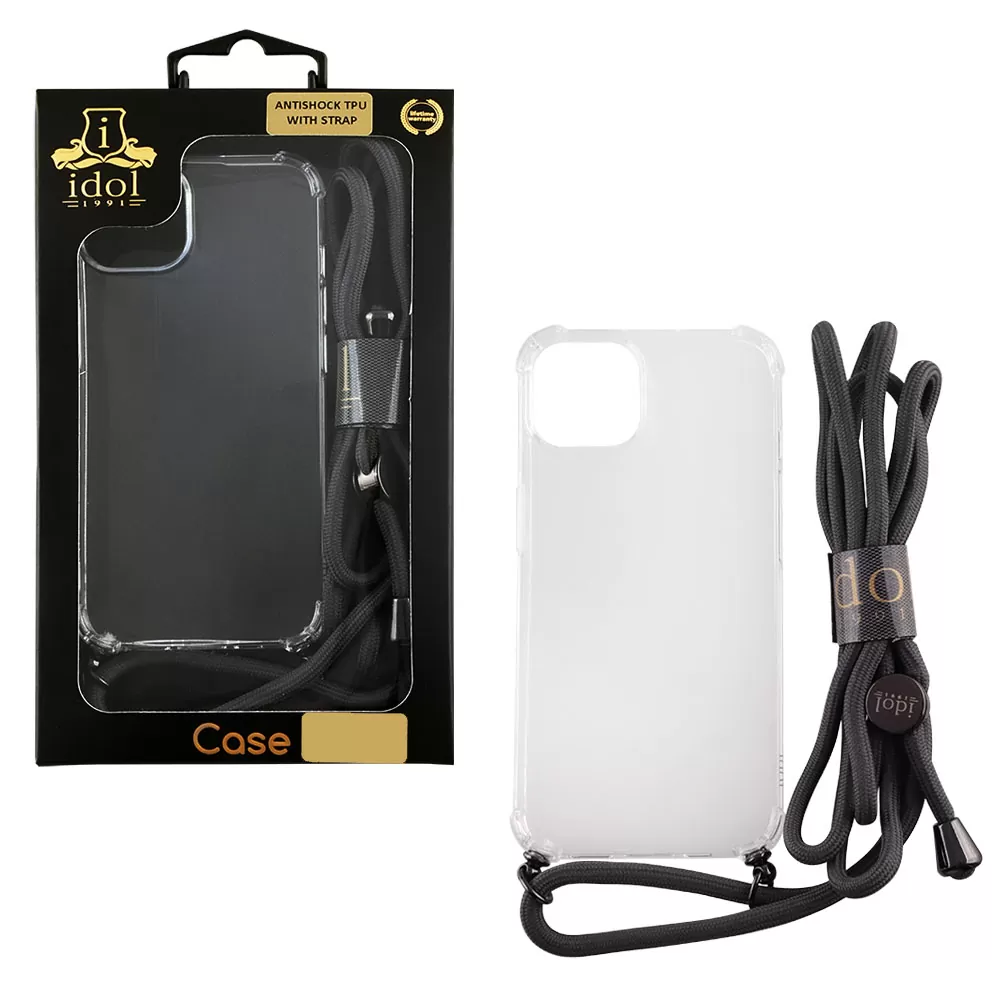 IDOL 1991 ANTISHOCK AIR TPU ΘΗΚΗ IPHONE 15 PLUS 6.7in WITH STRAP CAMERA GUARD ΔΙΑΦΑΝΗ
