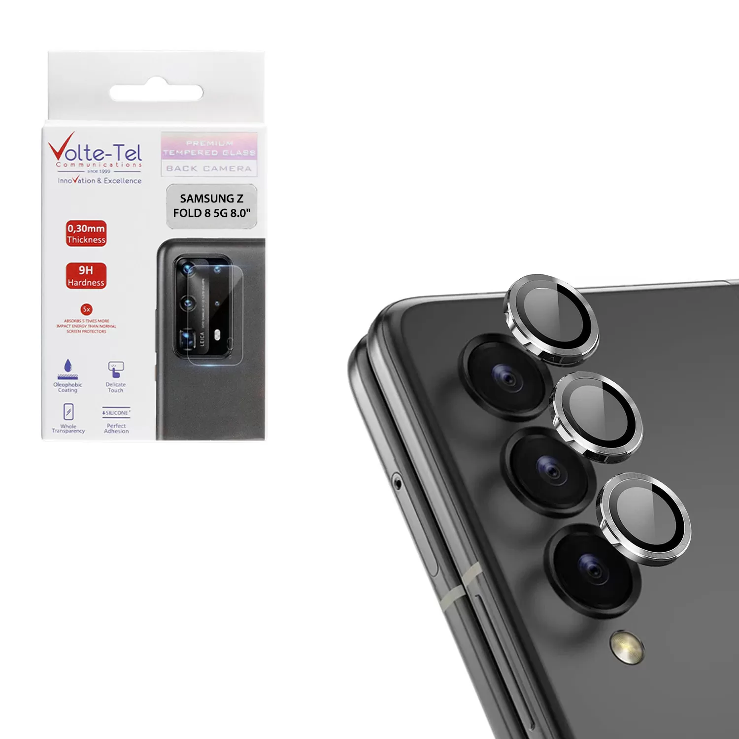 VOLTE-TEL CAMERA GLASS COVER SAMSUNG Z FOLD 8 5G 8.0in 9H 0.33MM EASY APPLICATION SILVER