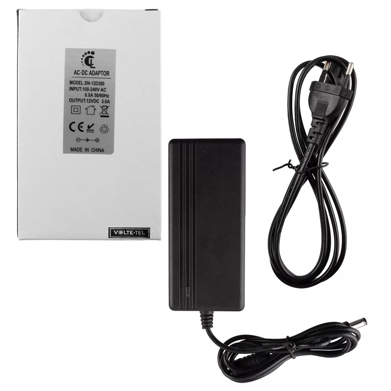 VOLTE-TEL UNIVERSAL ΤΡΟΦΟΔΟΤΙΚO DESKTOP 12V 3A DC CONNECTOR 5,5X2,1mm ME LED