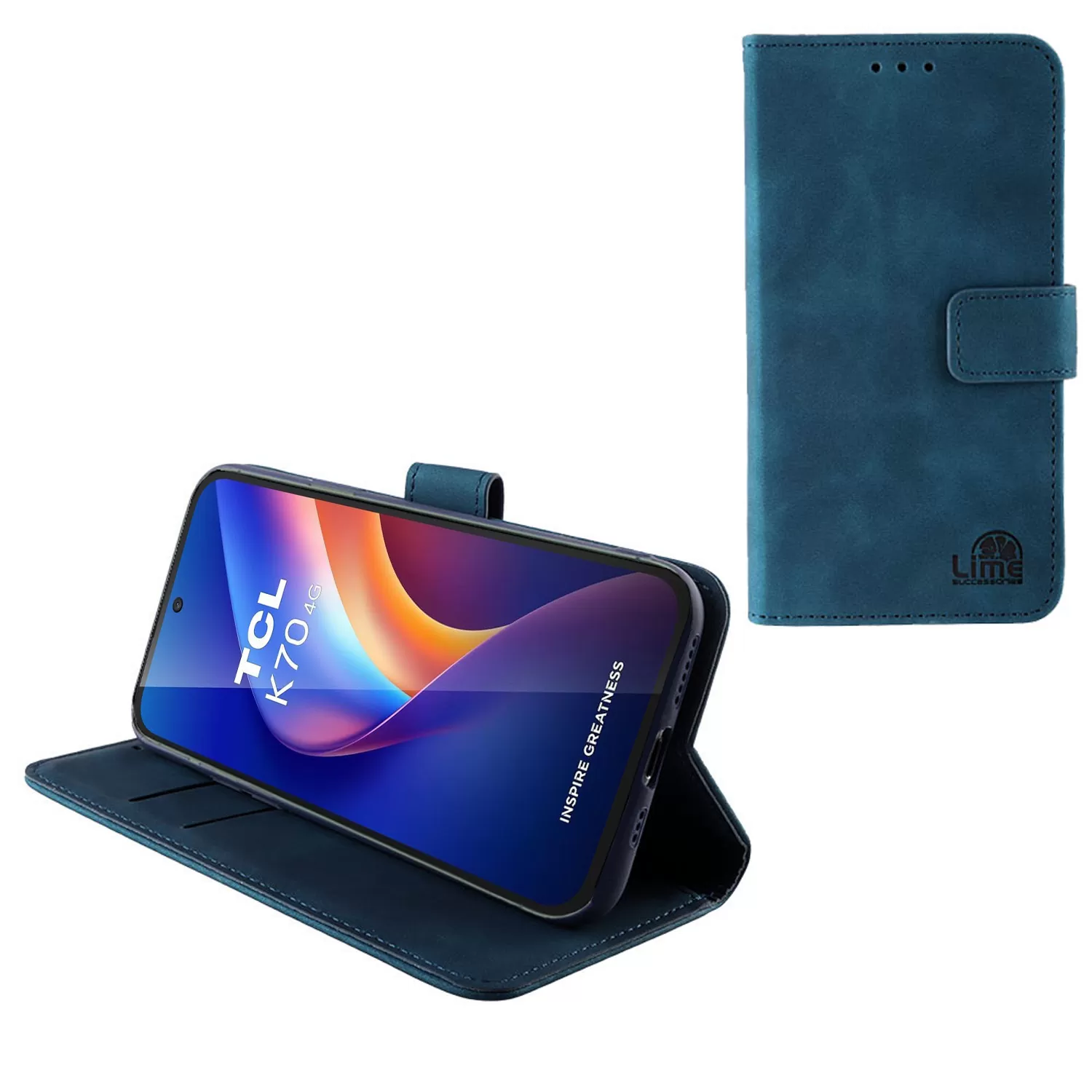 LIME ESSENTIAL ΘΗΚΗ TCL K70 6.75in MAGNET BOOK STAND CLIP DARK BLUE