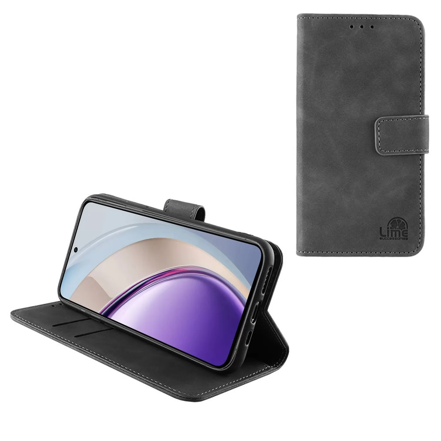 LIME ESSENTIAL ΘΗΚΗ VIVO V40 LITE 4G IDN VERSION 6.67in  MAGNET BOOK STAND CLIP GREY