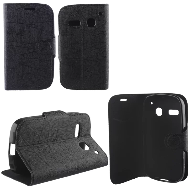 VOLTE-TEL LEATHER-TPU BOOK STAND ΘΗΚΗ ALCATEL POP C3 4033 LINE BLACK