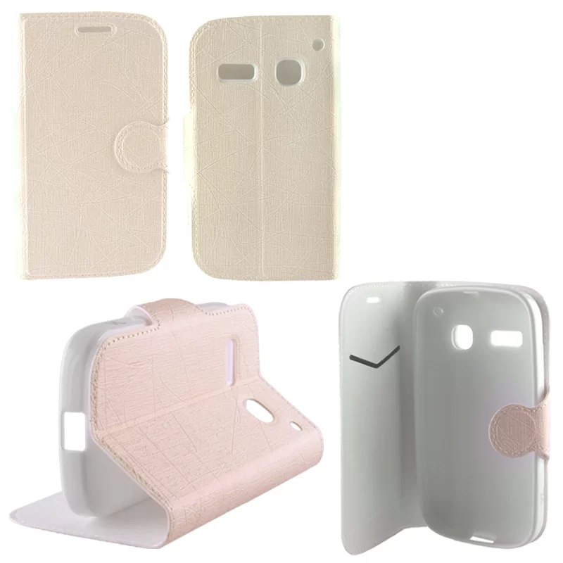 VOLTE-TEL LEATHER-TPU BOOK STAND ΘΗΚΗ ALCATEL POP C3 4033 LINE WHITE