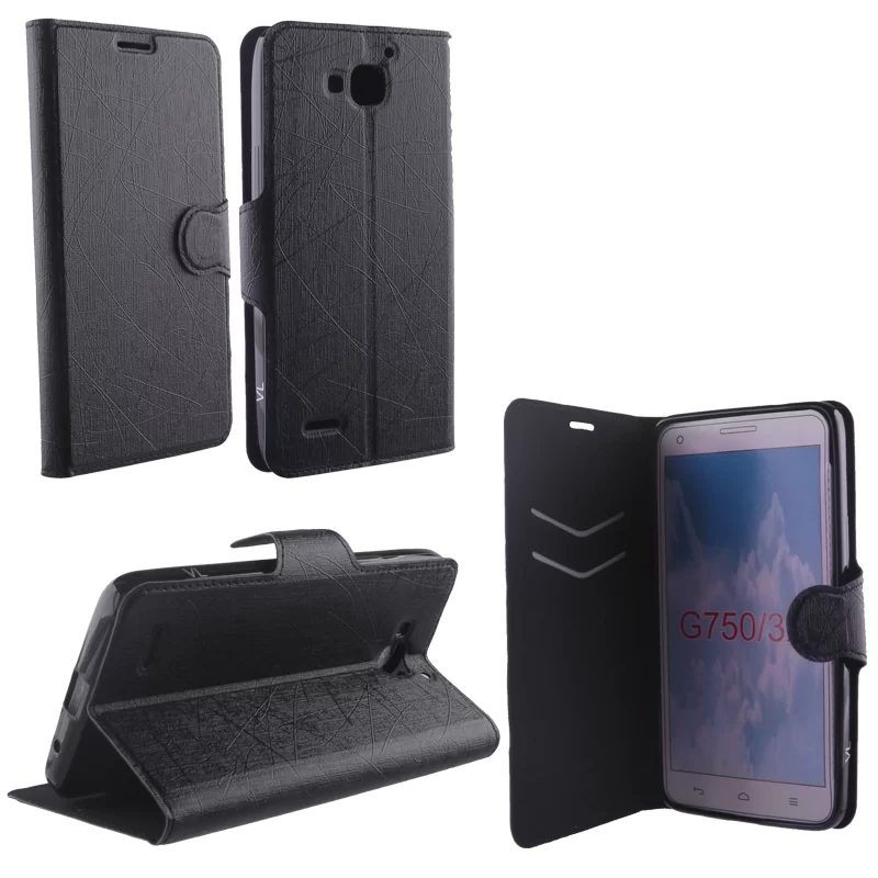 VOLTE-TEL LEATHER-TPU BOOK STAND ΘΗΚΗ HUAWEI ASCEND G750/ HONOR 3X LINE BLACK