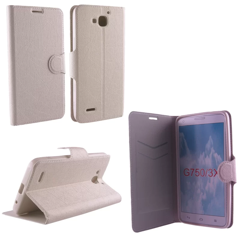 VOLTE-TEL LEATHER-TPU BOOK STAND ΘΗΚΗ HUAWEI ASCEND G750/ HONOR 3X LINE WHITE