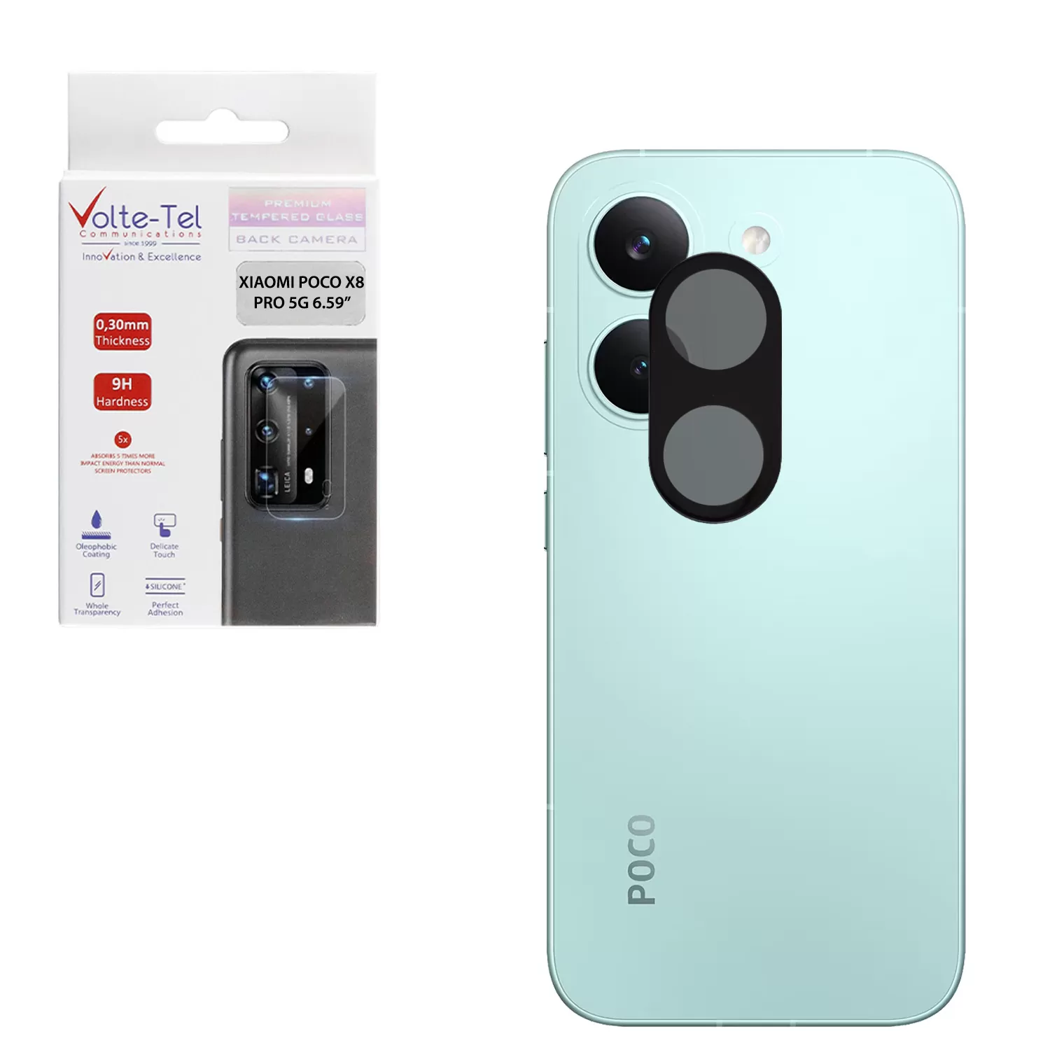 VOLTE-TEL CAMERA GLASS XIAOMI POCO X8 PRO 5G 6.59in 9H 0.25mm 3D CURVED BLACK