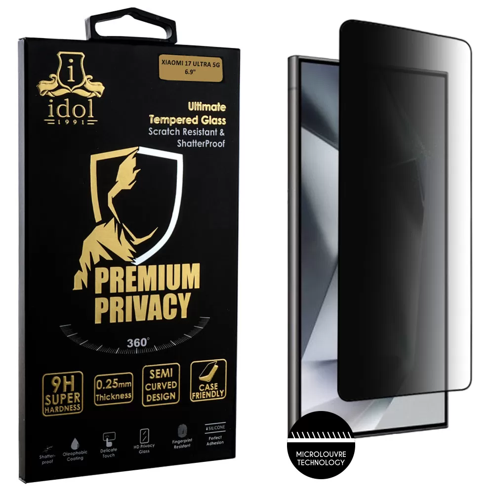 IDOL 1991 PREMIUM PRIVACY ANTISPY TEMPERED GLASS SAMSUNG S24 ULTRA 5G 6.8in 9H 0.25mm SEMI CURVED FINGER UNLOCK FULL GLUE BLACK